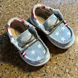 Hey Dude Toddler Wally American Denim Star Shoes Slip On Size 6